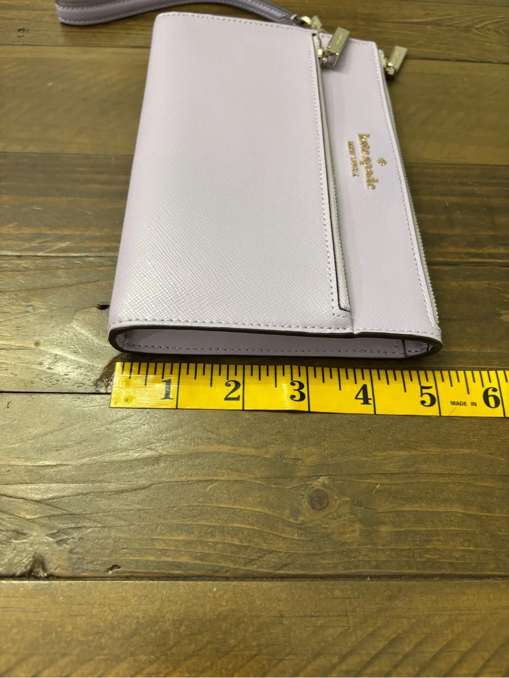 Kate Spade Lavender Zip Wristlet Clutch with Gold Hardware